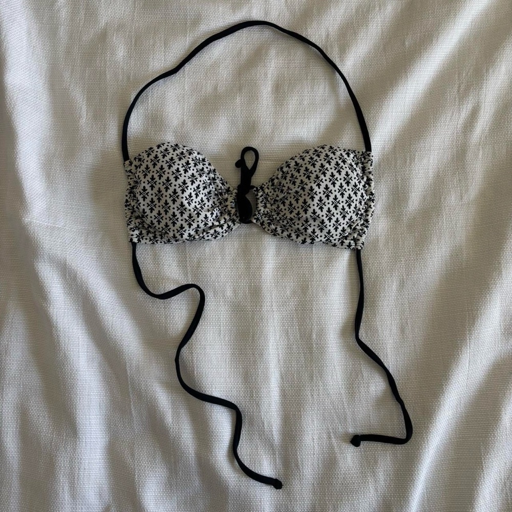 Black and White Patterned Bikini Top